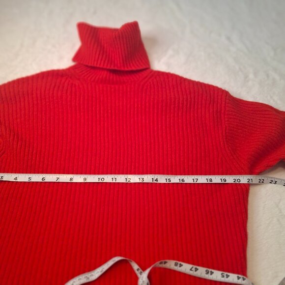 H&M Red Turtleneck Sweater Sz XS Ribbed Wool Blend Minimalist Christmas Holiday - Picture 10 of 12